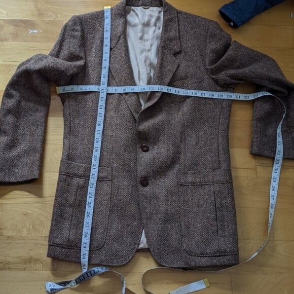 VINTAGE Jordache Herringbone micro check wool silk blazer jacket coat Small - Picture 8 of 11